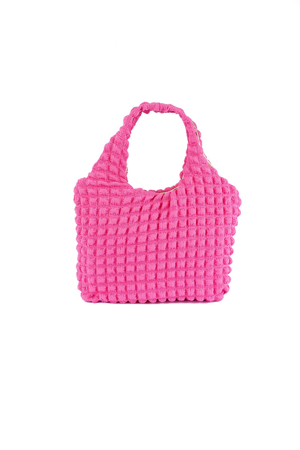 Rose Textured Pleated Bubble Shoulder Bag