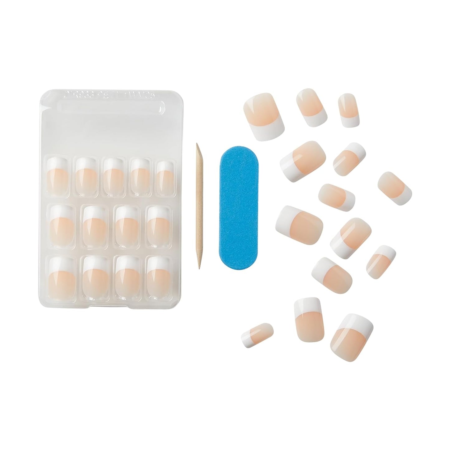 KISS Everlasting Press On Nails, Nail glue included, Infinite', French, Medium Size, Squoval Shape, Includes 28 Nails, 2g Glue, 1 Manicure Stick, 1 Mini file