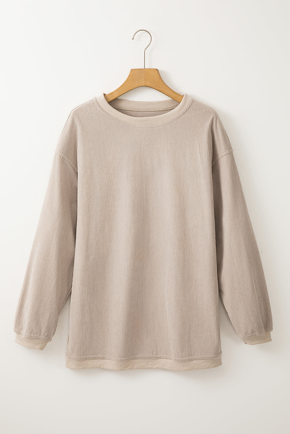 Light Grey Drop Shoulder Ribbed Oversized Sweatshirt