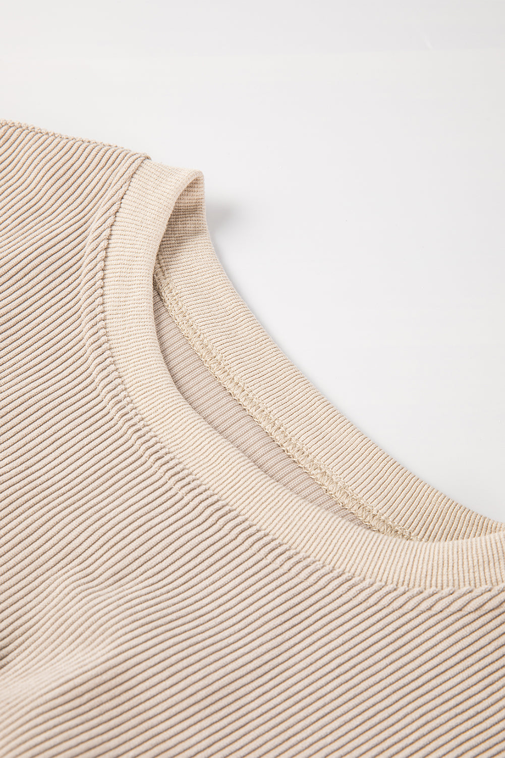Light Grey Drop Shoulder Ribbed Oversized Sweatshirt