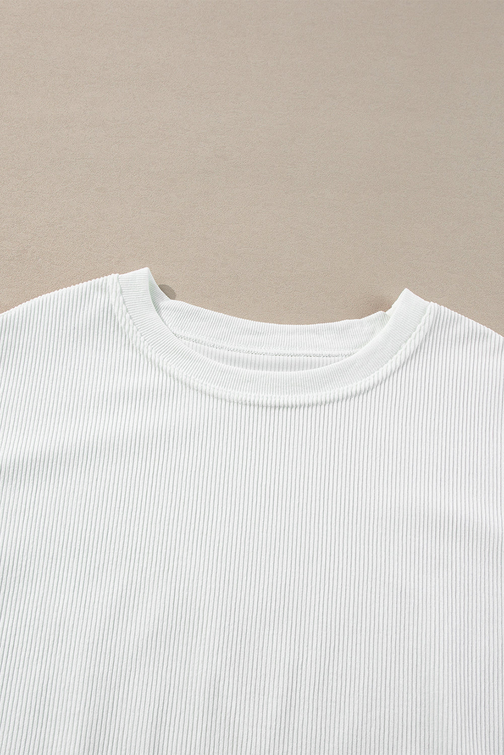 Light Grey Drop Shoulder Ribbed Oversized Sweatshirt