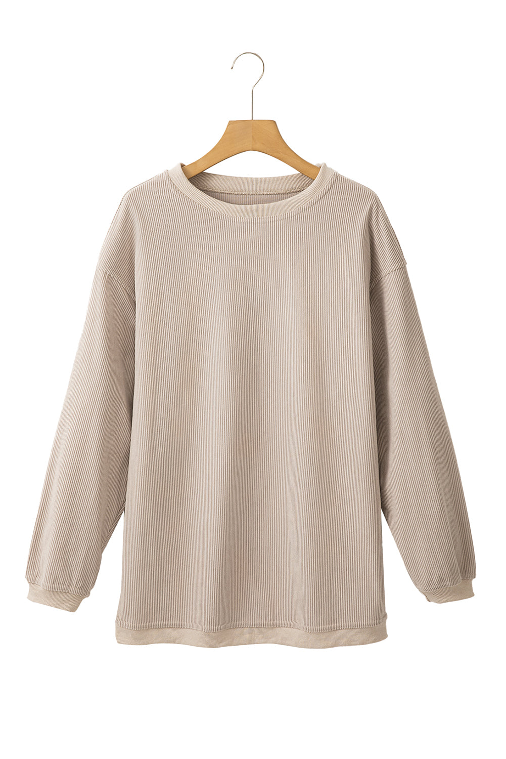 Light Grey Drop Shoulder Ribbed Oversized Sweatshirt